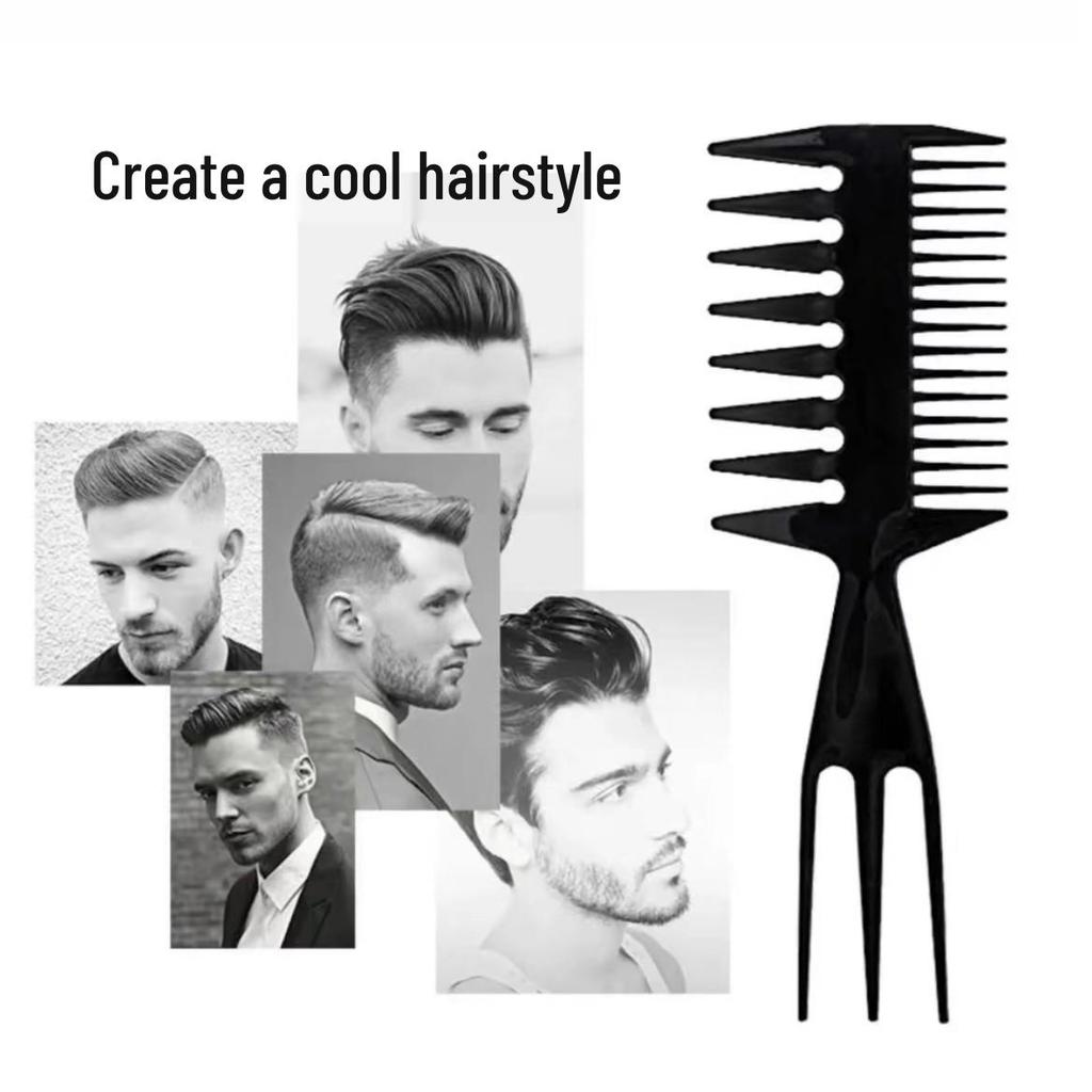 Three-in-One Wide-Tooth Styling Comb: Graphic, Fishbone & Pompadour Designs