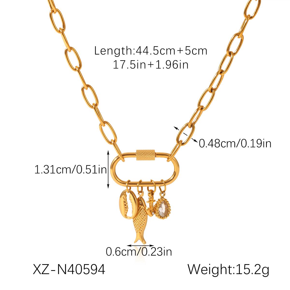 Европейское и американское многоэлементное ожерелье из нержавеющей стали с бантом и сердцем, с винтовым замком