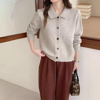 Single-row Multi-button Neck Knitted Cardigan Sweater Retro Lazy Casual Versatile Loose Knitted Jacket