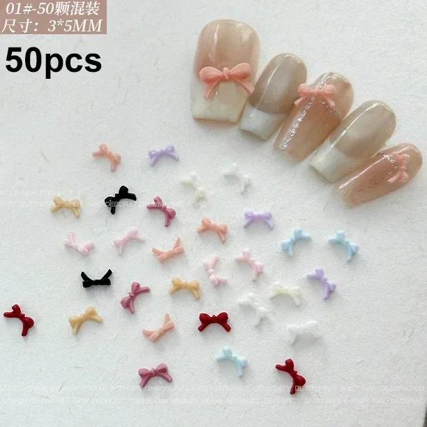 French Ribbons Colorful Resin Cute Bowknot Charm Leopard Print Bow Tie Nail Art Decorations Manicure Tools Accessories Wholesale