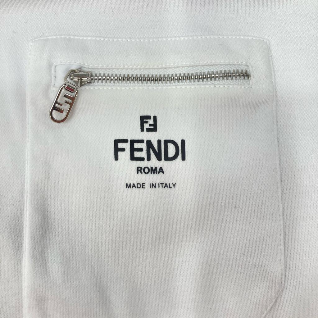 Fendi FY0936 ARYR White 24 Year Zip Pocket T-Shirt Tops S whiteUsed