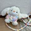 Soft Material Phone Back Clip Mini Size Mobile Phone Chain Bunny Plush Phone Rope  Phone Accessory