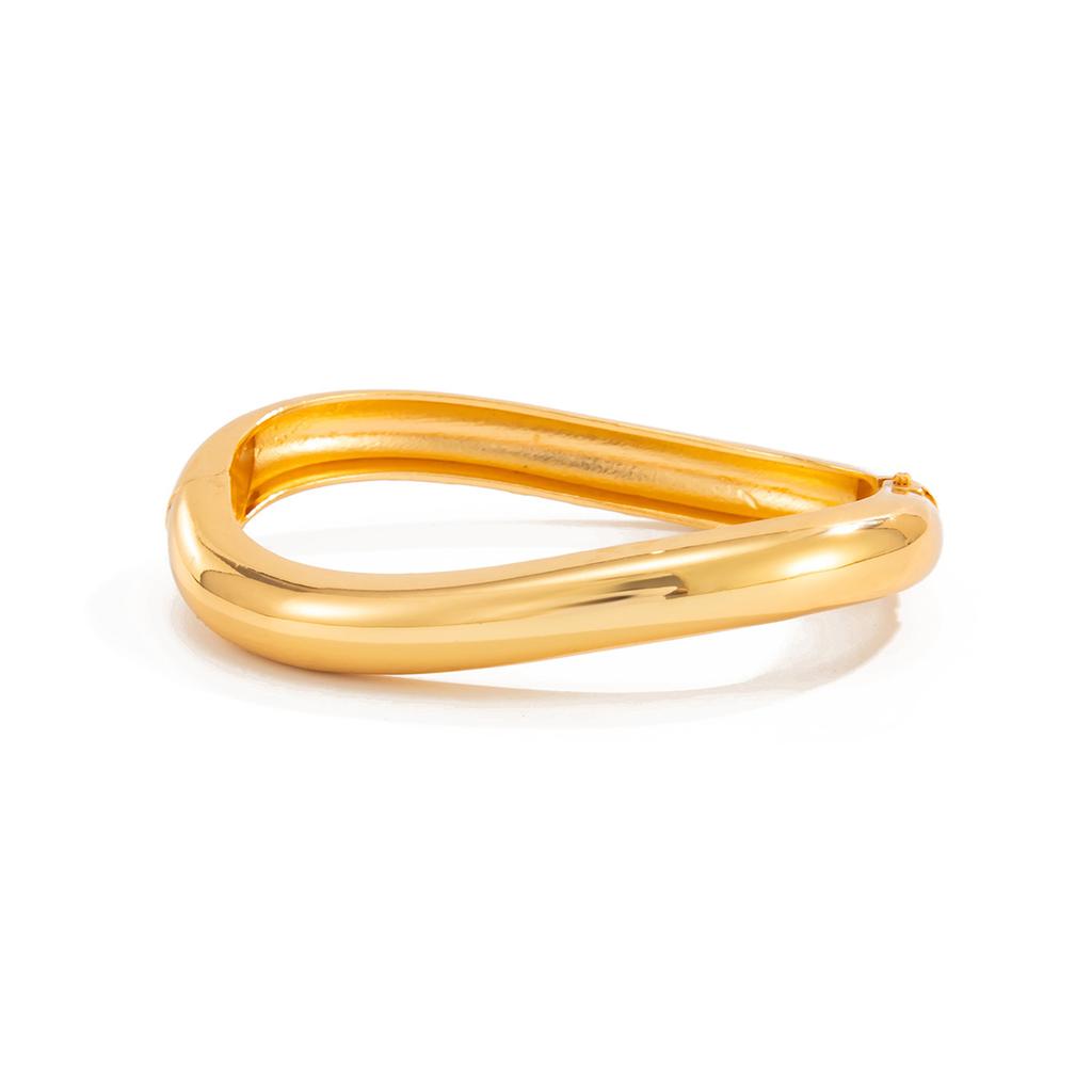 Punk Style Metal Texture Matte Bracelet, Fashion Style Irregular Glossy Spring Buckle Bracelet