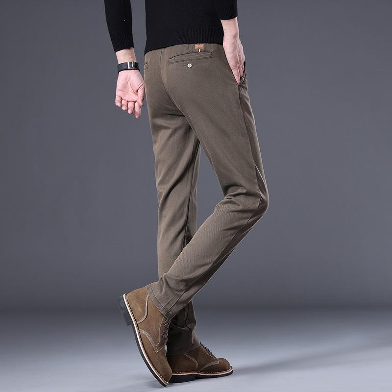 Men's Spring and Autumn New Green Men's Pants Versatile Simple Business Pants Solid Color Straight Trendy Men's Casual Pants