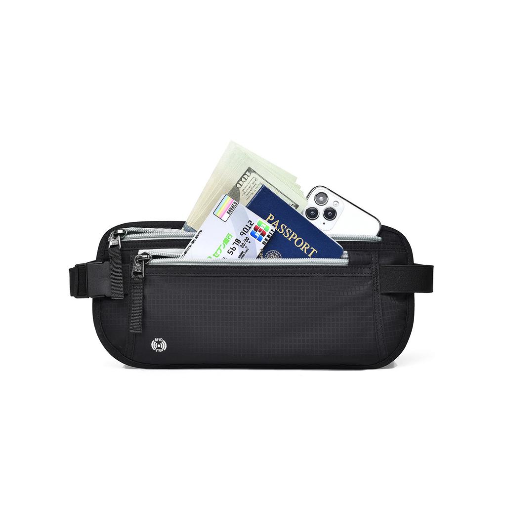 Travel Waist Bag Money Belt Slim Passport Holder RFID Blocking Travel Invisible Pouch Protect Cash Credit Cards Travel Documents