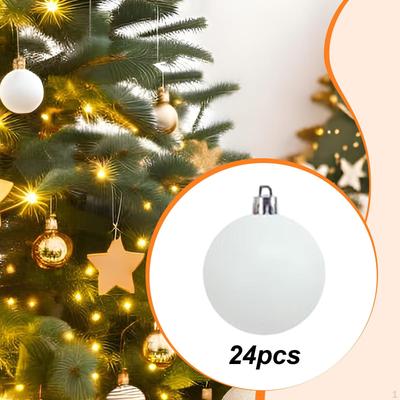 24 Pieces Blank Christmas Ball Ornaments Paintable Xmas Tree Hanging Decorations,Shatterproof DIY