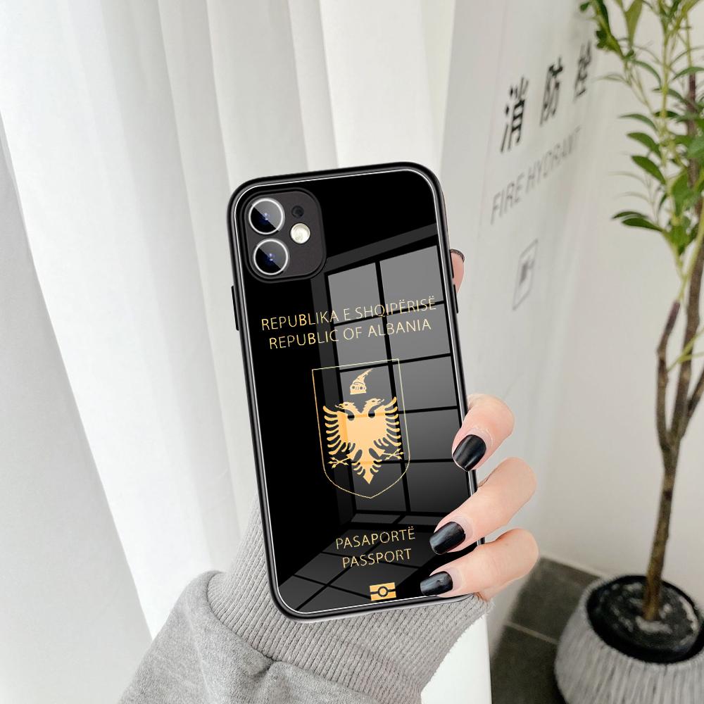 Per IPhone Albania Cassa Del Telefono Del Passaporto di Vetro Temperato 15 14 13 11 12 14 Pro XR XS MAX 8X7 Plus SE 13 14 Pro Mini Coperture