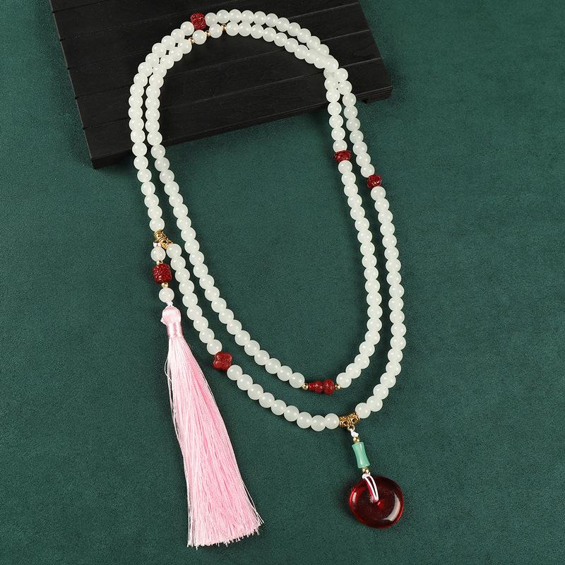 Elegancki naszyjnik z frędzlem ze 108 koralików: Vintage Chiński Łańcuszek Swetrowy Crossbody dla Kobiet