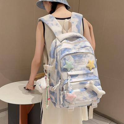 Trend Tie-dye Backpack, Male and Female College Students Schoolbag, Fashion Junior High School High School Students Backpack, Large Capacity Backpack