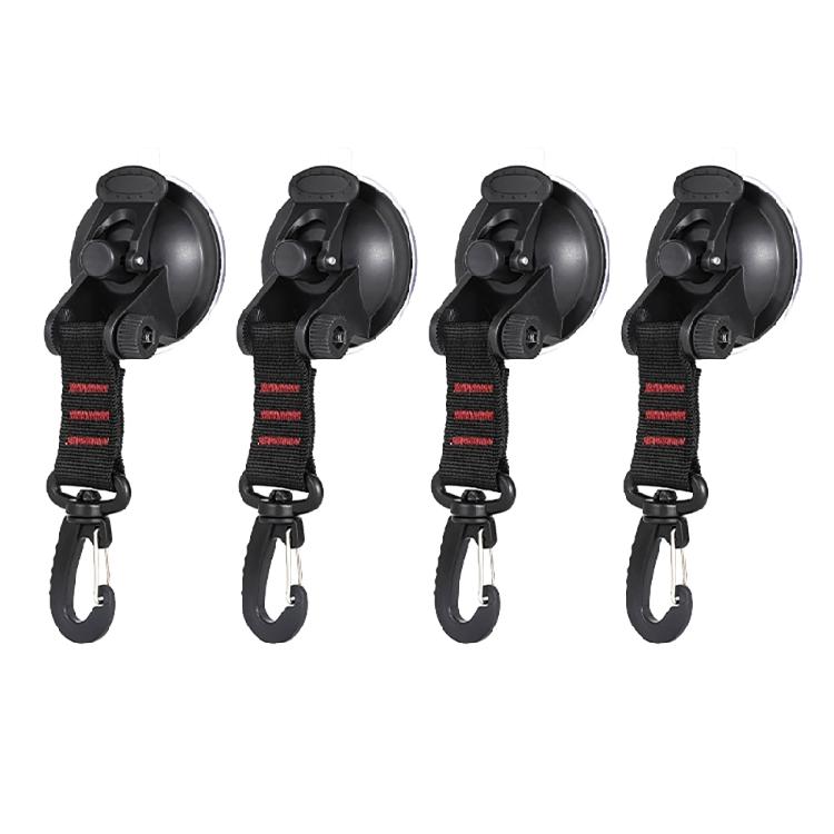 4pack Suction Cups with Hook Car Camping Tie Down Sucker Cup Outdoor Tarps Hook for Camping Gears and Outdoor Use
