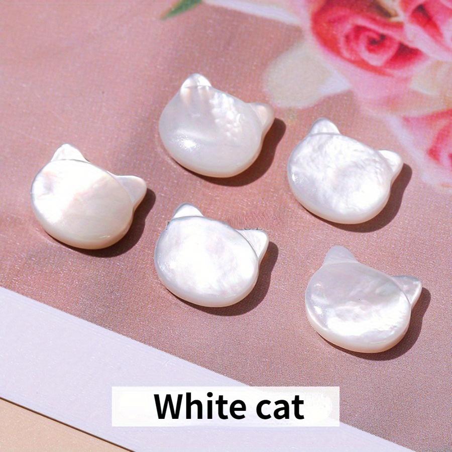 5PCS Black and White Butterfly Shell Cat Head Cute Cat Carving Diy Accessories Earrings Studs Earrings Bracelet Necklace Accessories