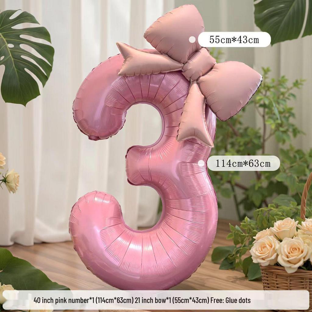 10th Birthday Pink Bow Balloon Props for Girls' Party Decoration.