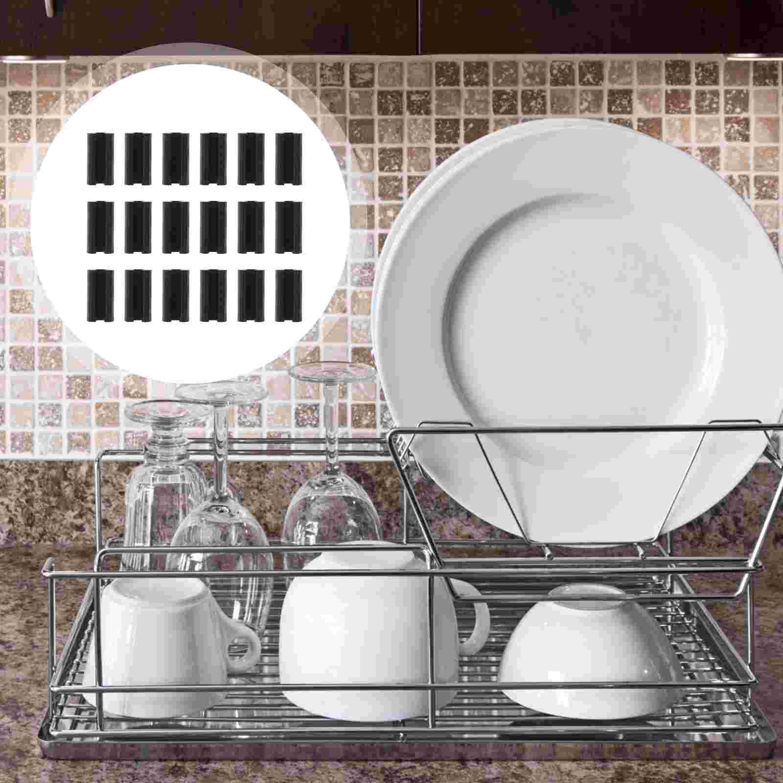 

100 Pcs Shelf Feet Grid Sink Protector Wire Shelving Drain Basket Open Designed Sleeves Plastic Iron Strainer чёрный