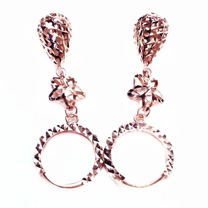 Purple Gold Star Water Drop Earrings Fashionable Personality Generous Rose Gold Plated Long Earrings