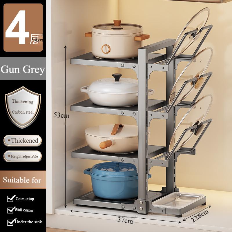 

Кухонные полки Полки для хранения кастрюль и сковородок от пола до потолка Многофункциональные шкафы для дома Крышки для кастрюль Полки для хранения