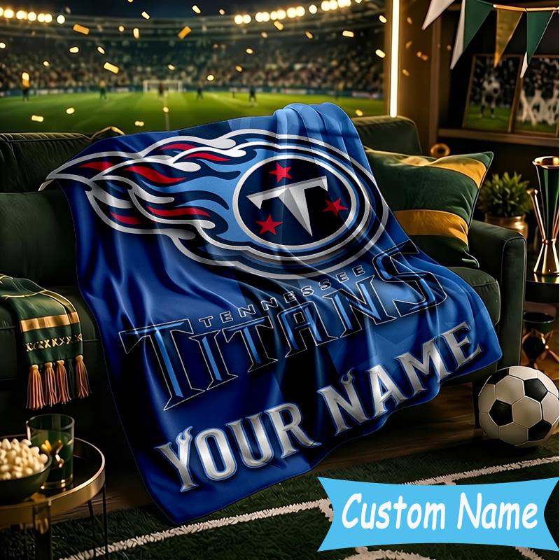 Custom Name Titans Crest Flannel Blanket, Use for Birthday/Holiday Gift, Soft Blanket for Sofa/Bed/Camping/Office, Home Decor
