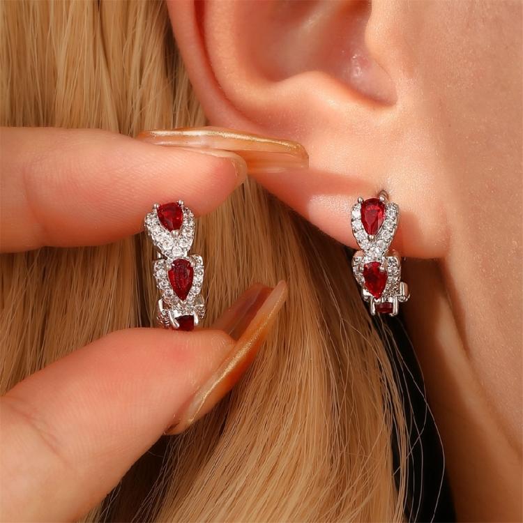 Elegant Hoop Earrings with Zirconia Sophisticated Zirconia Hoops Ear Rings for Women Suitable for Formal Event