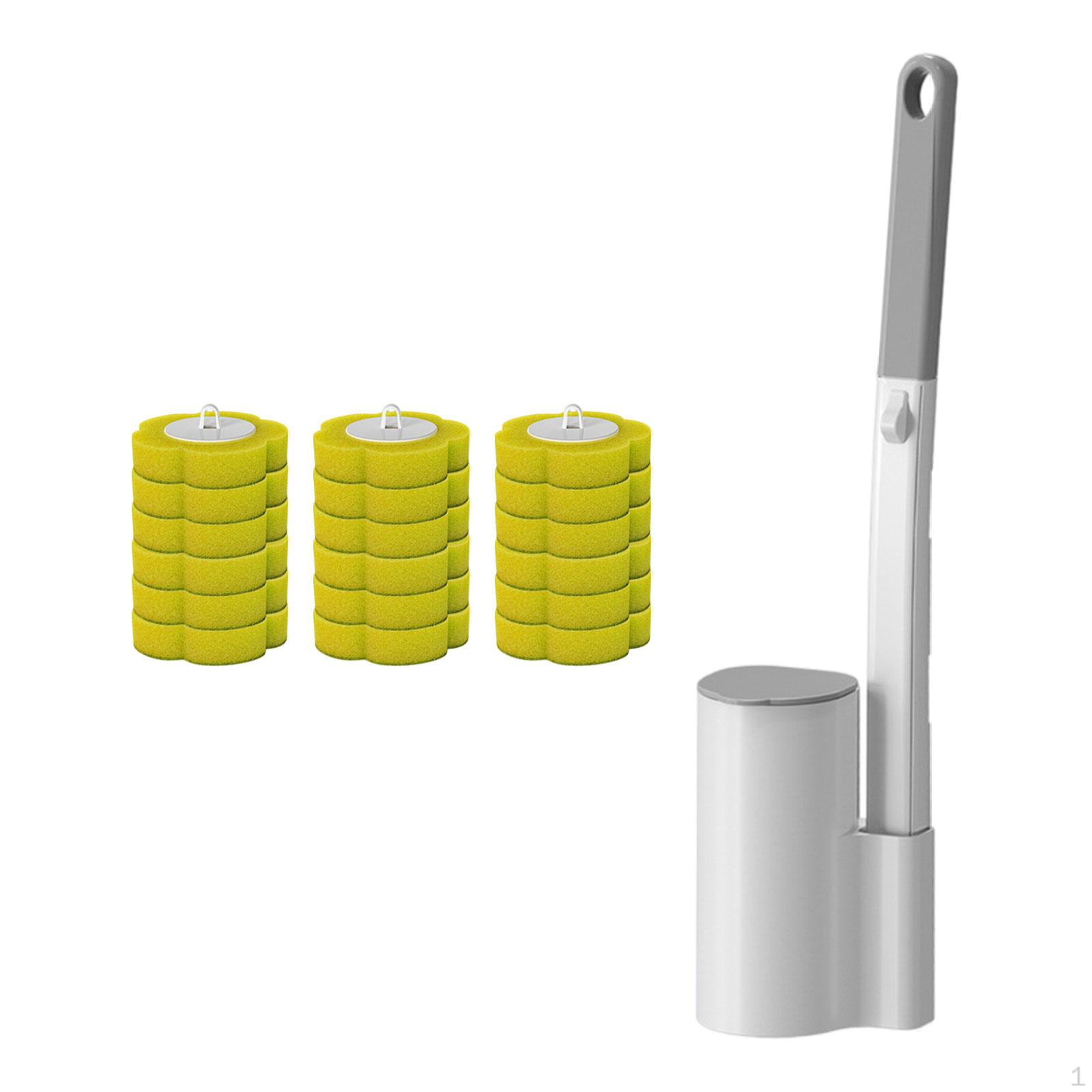 

18 Toilet Brushes with Holder, Replacement Heads, Ergonomic Handle, Efficient Cleaning, PP Material, Yellow