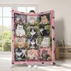 Vintage Pet Cat Digital-printed Polyester Bedroom Velvet Flannel Soft Sofa Cover Blanket Fleece Soft Cover Blankets for Beds