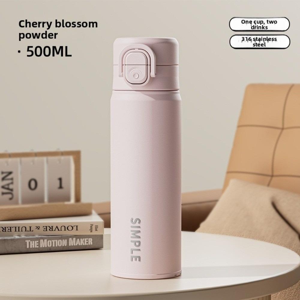 Creativity 500ml Memorial Black Vacuum Flask Straw Cup Portable Kettle Flask Water Bottle Accessories Vacuum Flasks Sports 0.5L
