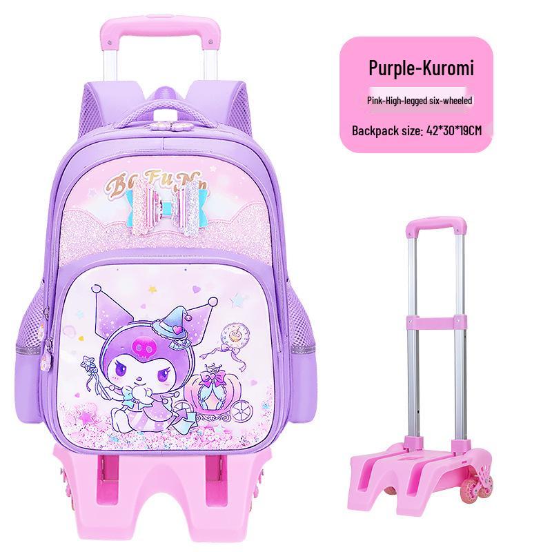 Lightweight Trolley Schoolbag for Primary School Girls - Large Capacity Backpack for Grades 1-6