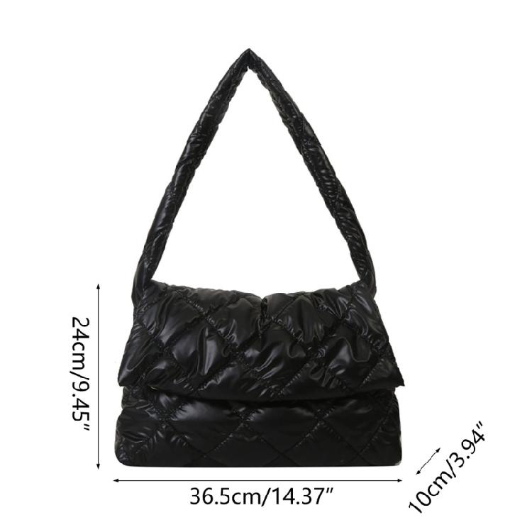 Women Down Cotton Padding Shoulder Bag Winter Messenger Bag Girls Crossbody Bag