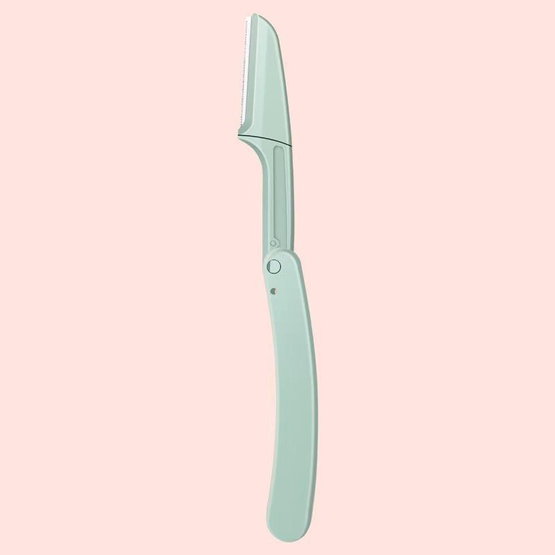Three-Color Folding Anti-Scratch Eyebrow Razor with Safety Trimmer Blade