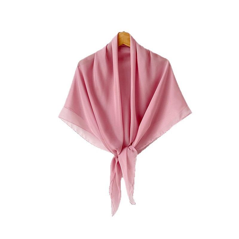 Solid color square scarf yarn summer silk scarf high-end chiffon scarf simple shawl decorative headscarf