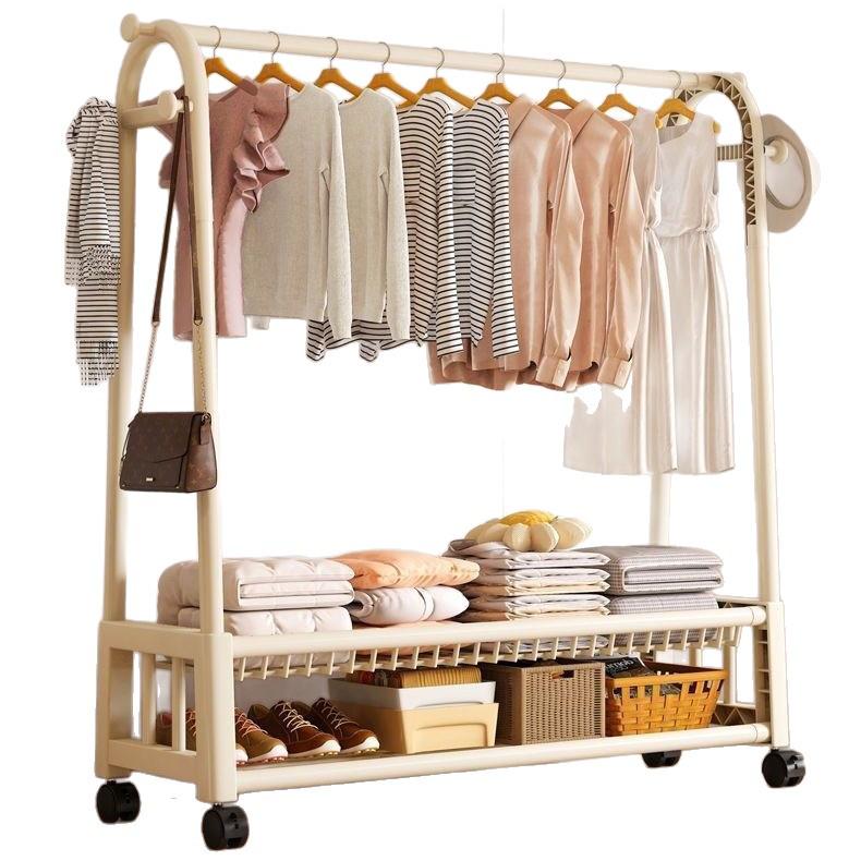 Movable Floor-Standing Coat and Clothes Rack for Bedroom Use