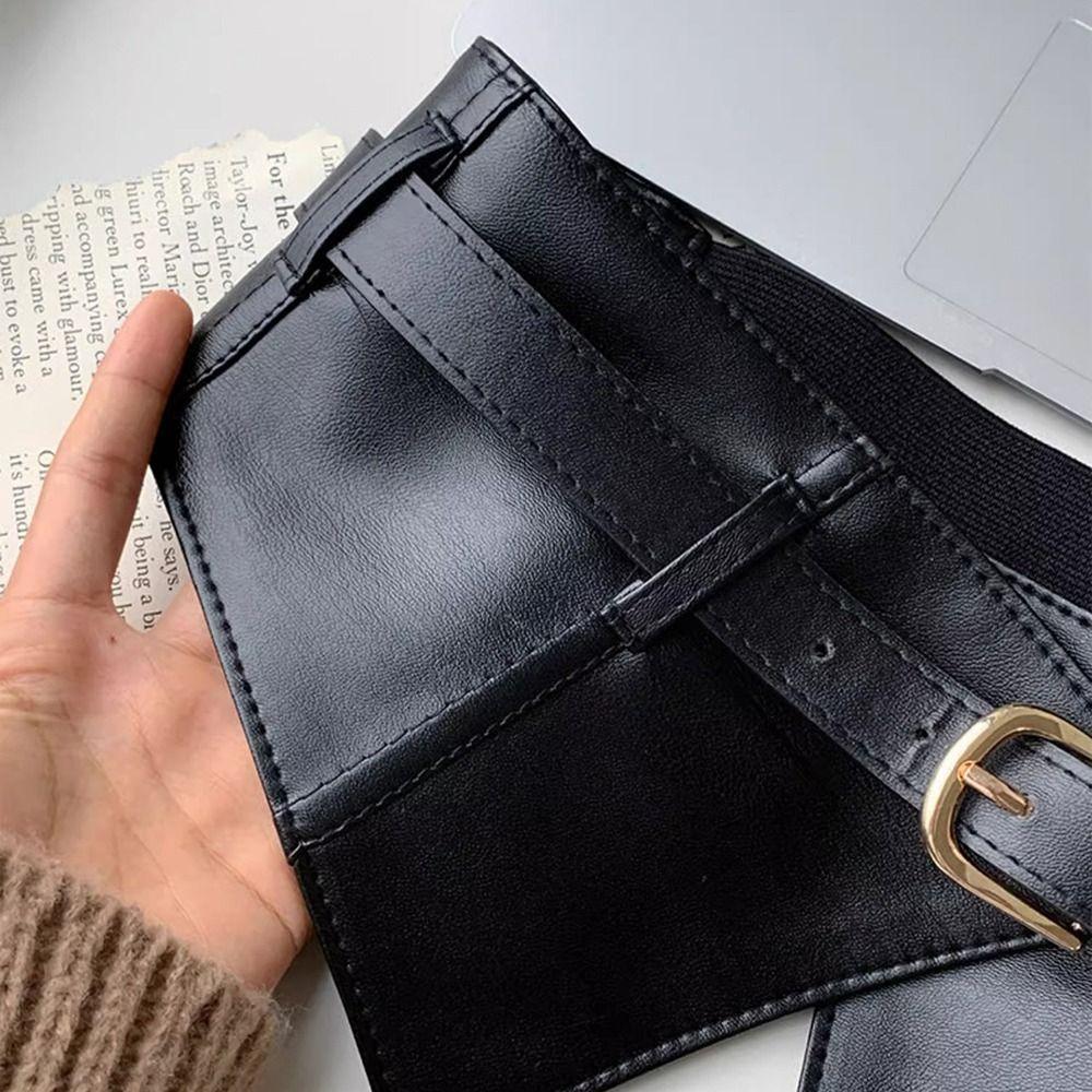 Decorative Buckle Corset Waist Belt PU Leather Waist Bands Waistband Strap  For Women Lady Girl