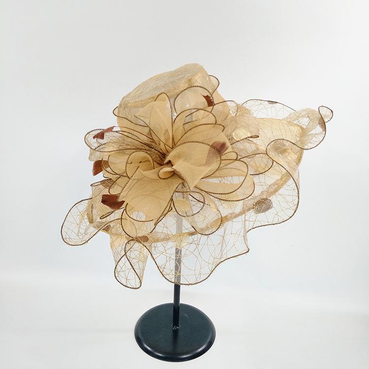 A New Summer Anti-ultraviolet European and American Women's Fashion Hat, Big Flower Fashion Mesh Hat, Big Edge Hat.