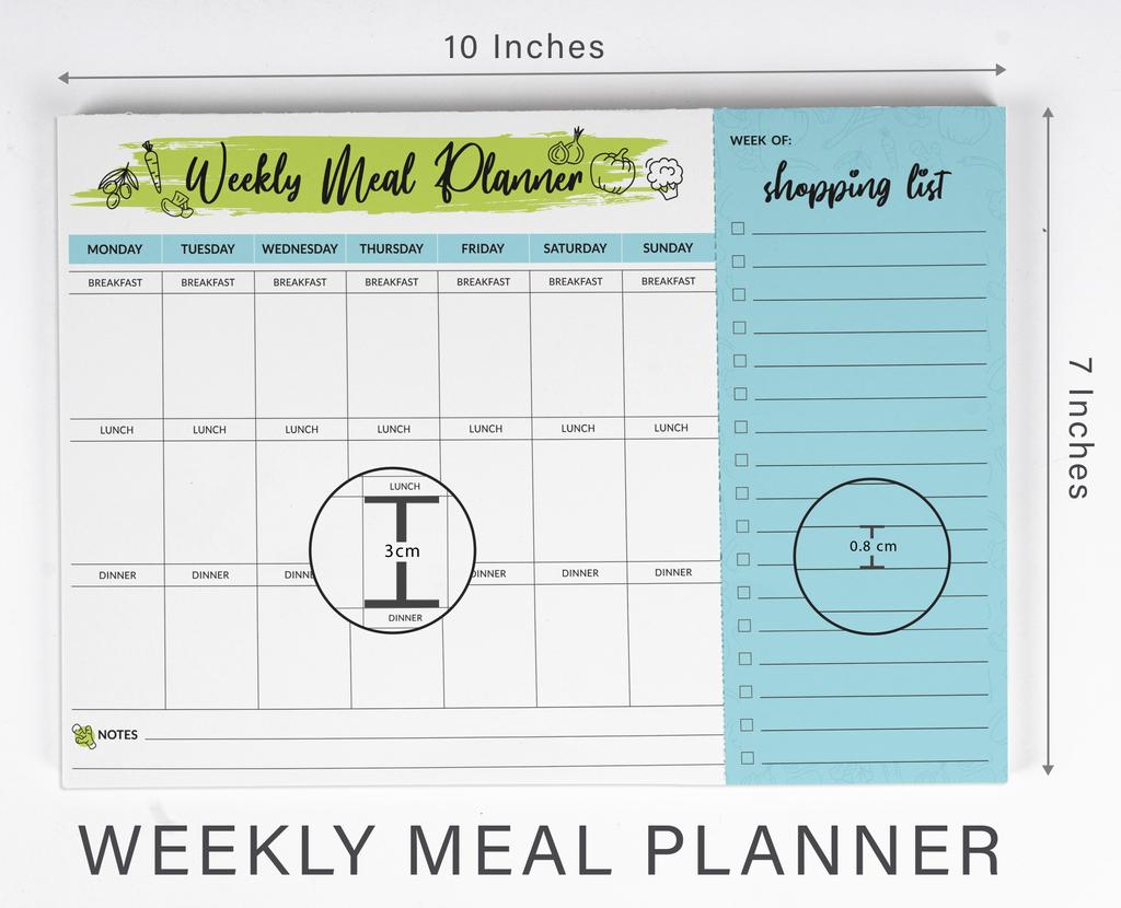 Inkdotpot Weekly Meal Planner Notepad 7"x10 , "Kitchen Menu" Magnetic Meal Planning Pad with Tear Off Grocery S-54 Sheets