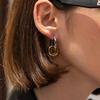 Salircon Luxury Stainless Steel 18K Gold Plated Drop Earrings Women Unique Creative Lock Pendant Earring Wedding Banquet Jewelry