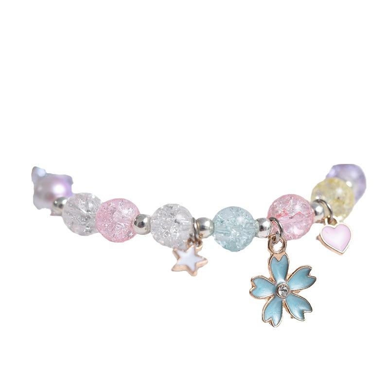 Korean Style Small Whale Popcorn Crystal Beaded Bracelet for Women and Students