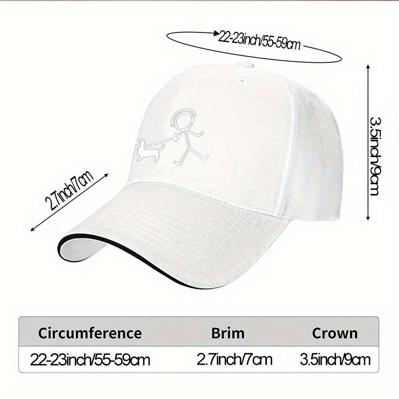 Dog Walking Stick Figure Dachshund Baseball Cap Polyester Adjustable Casual Summer Streetwear Unisex Cap