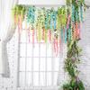 Wisteria Artificial Flowers Garland Wisteria Flowers Hanging Decoration 12 Pcs - Light Pink