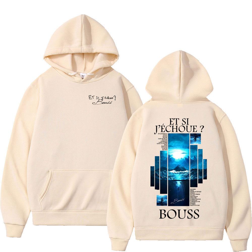 Rapper BoussEt Si J'echoue Album Hoodies Men Women Hip Hop Fashion Pop Music Sweatshirts Casual Vintage Oversized Pullovers Coat