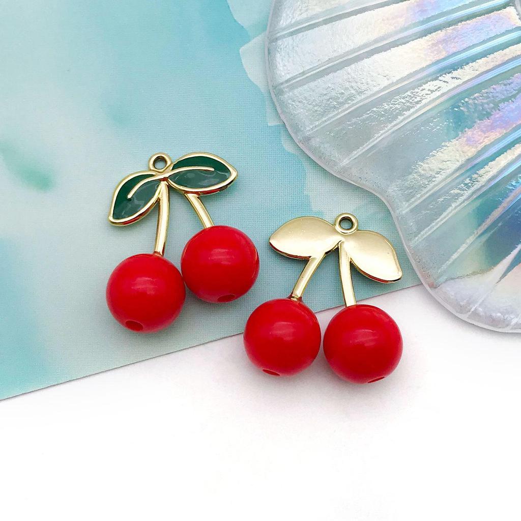 Ciondoli Gioiello Ciliegie Rosse Tridimensionali: Ciondolo Frutta in Lega per Braccialetti, Collane, Orecchini e Altro