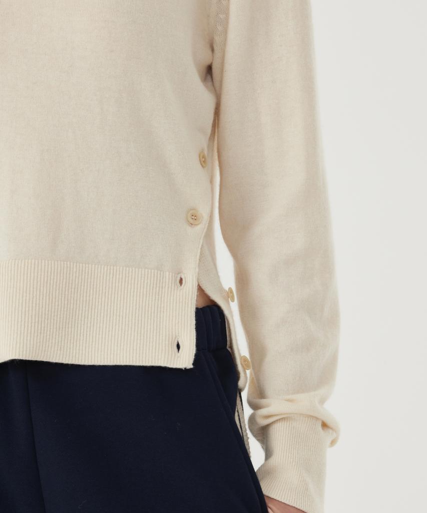 COVERNAT WOMAN V-Neck Wool Blend Knit Ivory