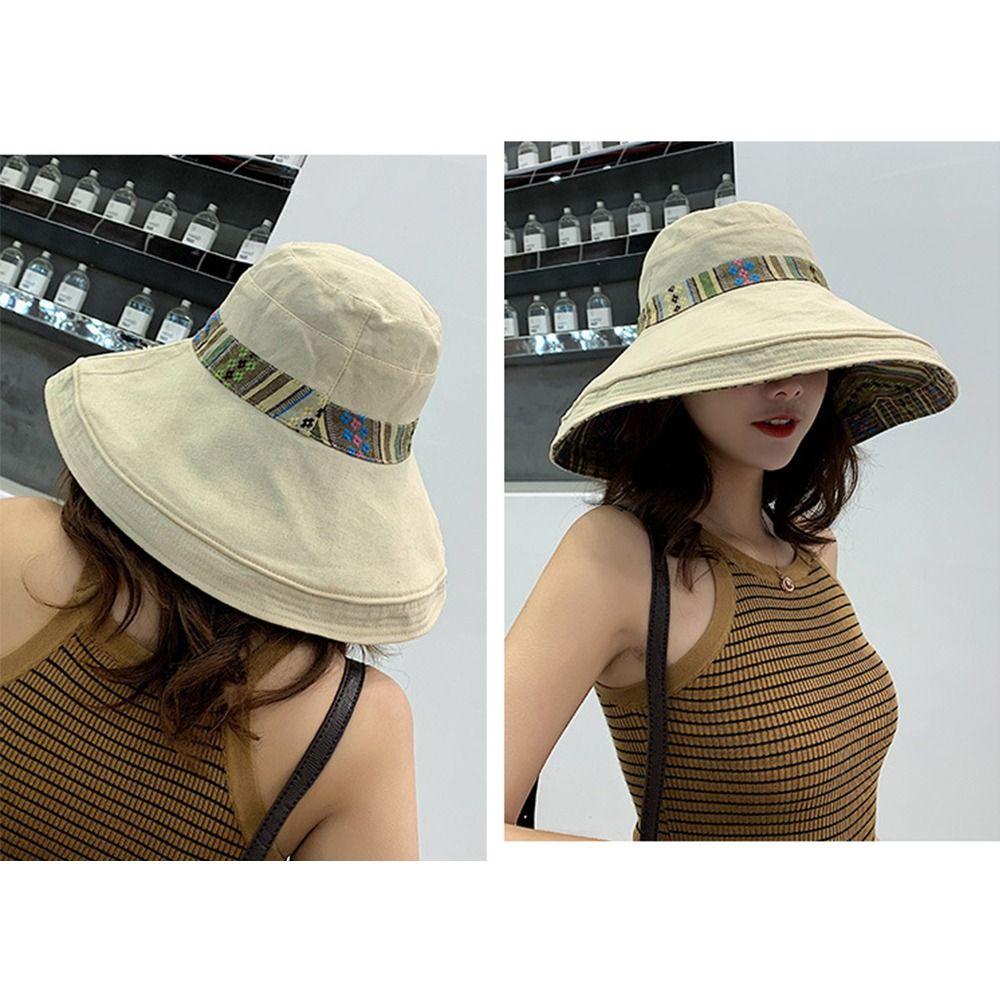 Travel Out Door Summer Retro Sun Protection National Wide Brim Beach Sun Hat Womens Sun Hat