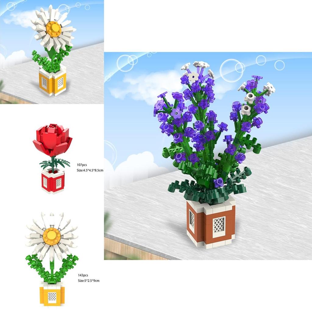 Rose Sunflower Daisy Building Blocks Model Toy Kids Gift – Decorate Surprise