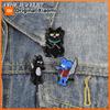Cartoon Anime Blue Mouse Holding A Knife Enamel Pin Funny Violent Black Cat Paw Metal Brooch Clothes Lapel Badge Anime Jewelry