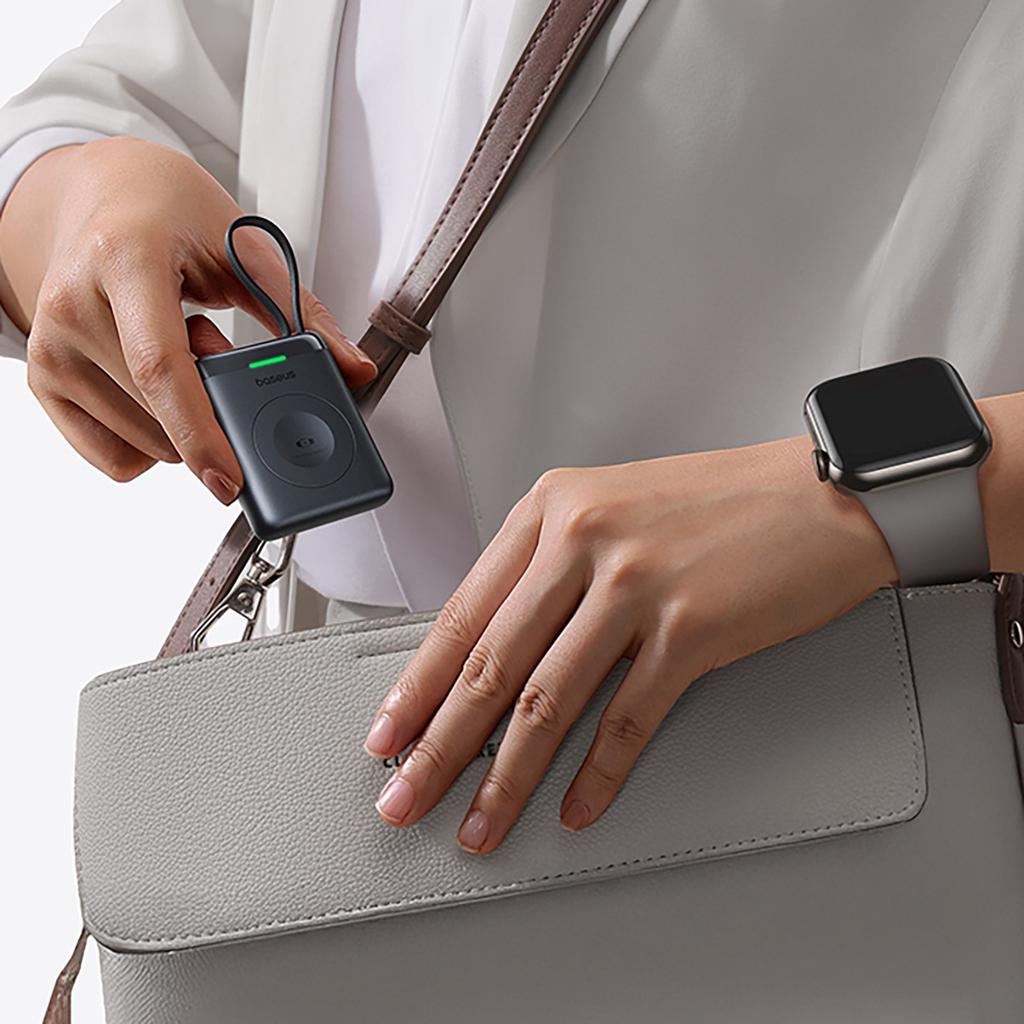 Powerbank 1640 mAh 5W EnerFill FW11 für Apple Watch mit integriertem Kabel - schwarz