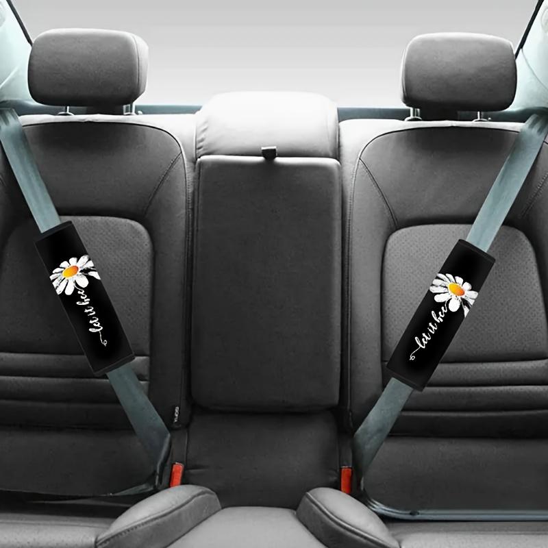 2pcs Car Seat Belt Shoulder Cover Soft Car Seat Belt Cover Fashion Daisy Car Interior Accessories