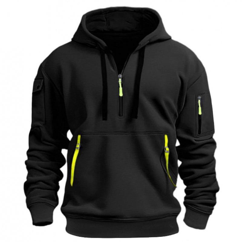 Men's Spring & Autumn Multi-Pocket Zip Hoodie Sweatshirt