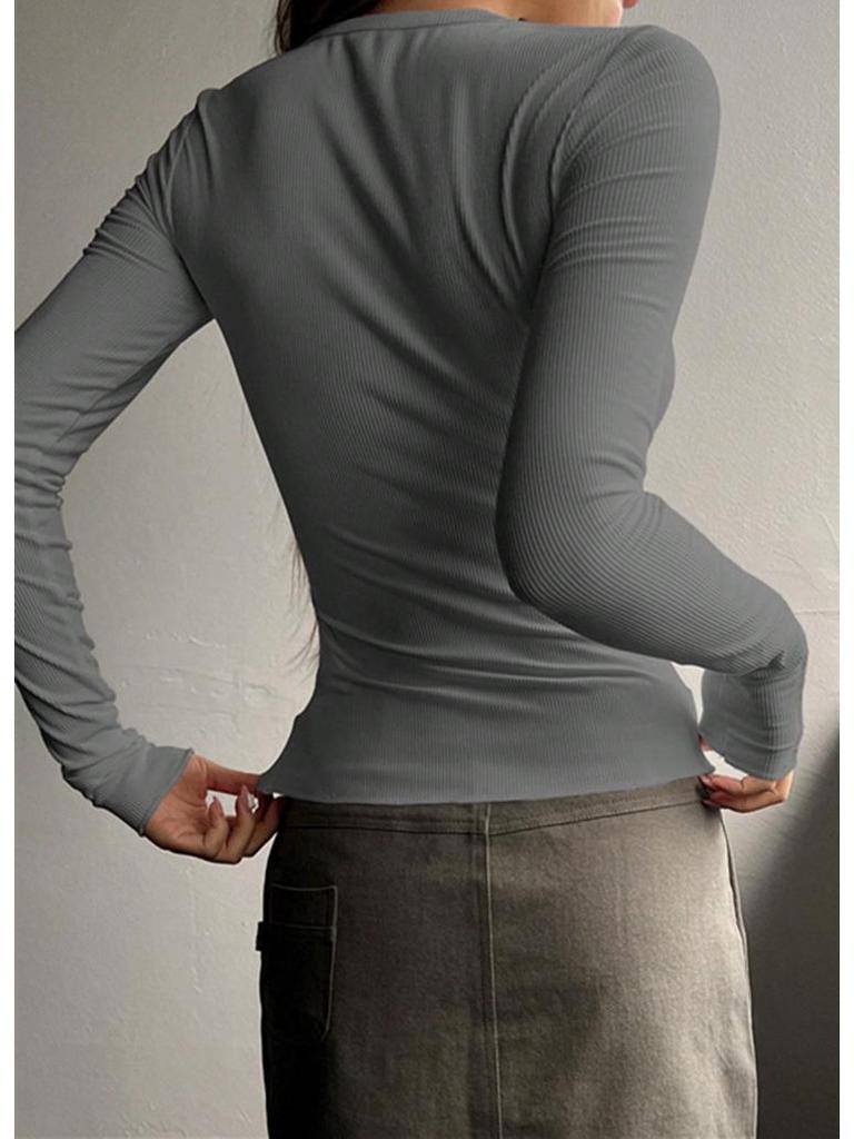 2024 Autumn/Winter Women's Ribbed Slim Knit Cardigan with Buttons - European and American Style.