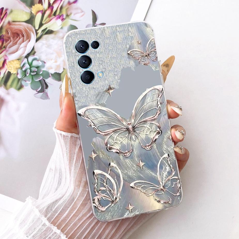 For Oppo Reno 5 Pro 5G Case CPH2201 Stylish Flowers Butterfly Painted Cover Soft Slim Phone Case For Oppo Reno 5 Reno5 Pro Shell