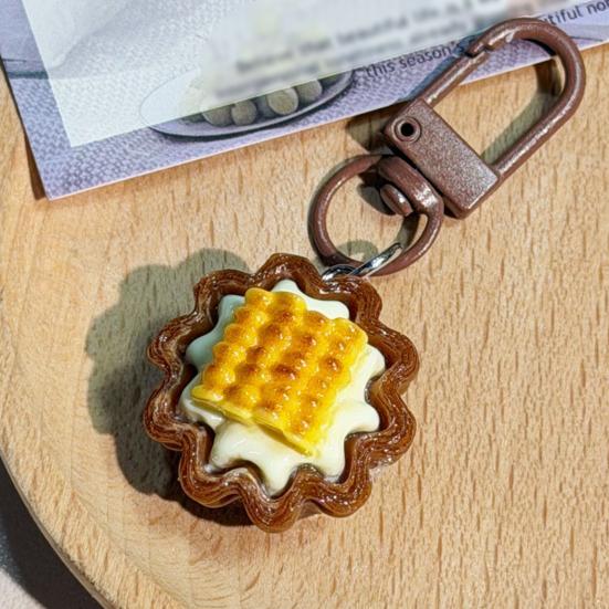 Keychain Pendant Corn Egg Tart Design Mini Size Food Keyring Keys Bags Phone Lanyard Versatile Hanging Ornament