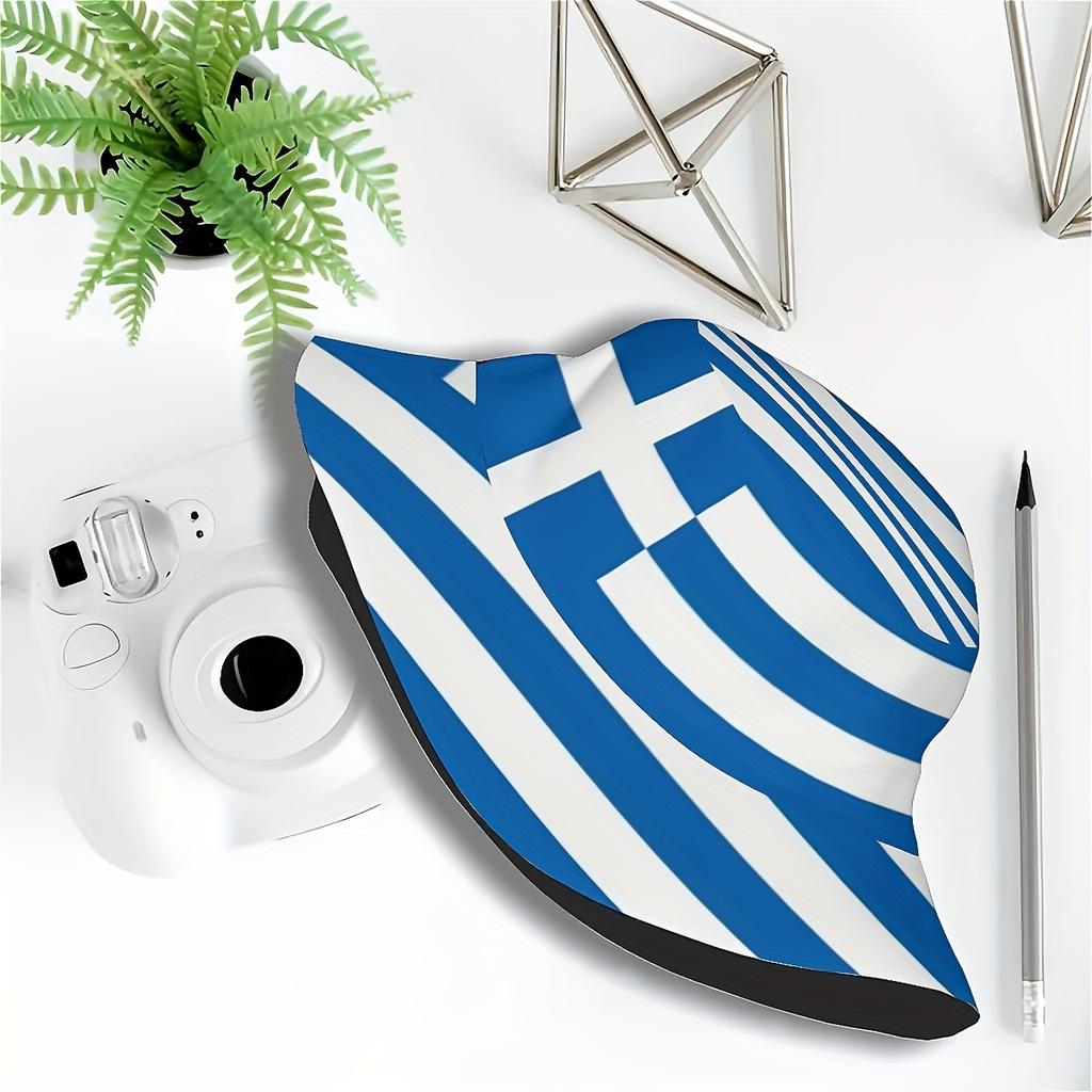 Greek Flag Unisex One-piece Full Print Casual Fashion Bucket Hat Suitable for Outdoor Holiday Travel Birthday Gift Party Gift