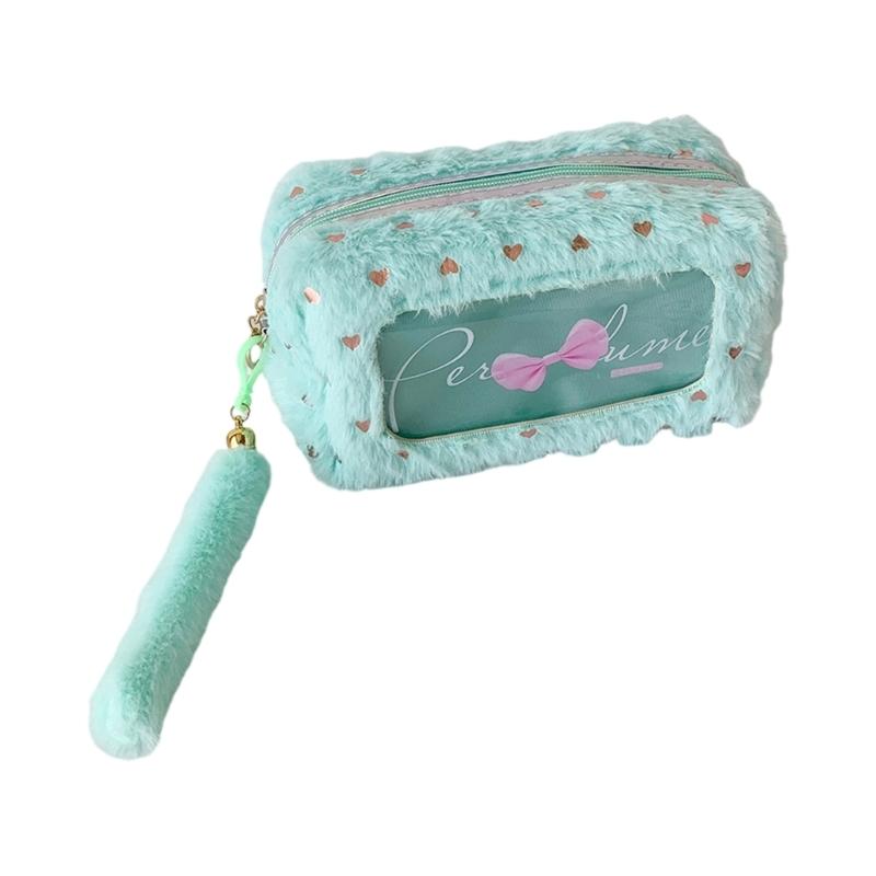 Soft Pencil Pouch Stylish Bowknot Decoration Roomy Interior Strong Zippers Closure Flexible for Students Professional